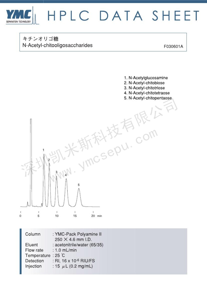 N-乙?；?殼低聚糖分離的液相色譜圖