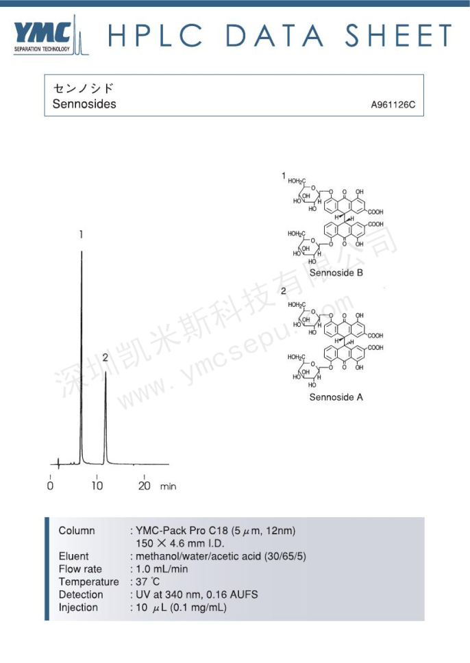 番瀉苷檢測(cè)的色譜圖 番瀉苷檢測(cè)的色譜圖